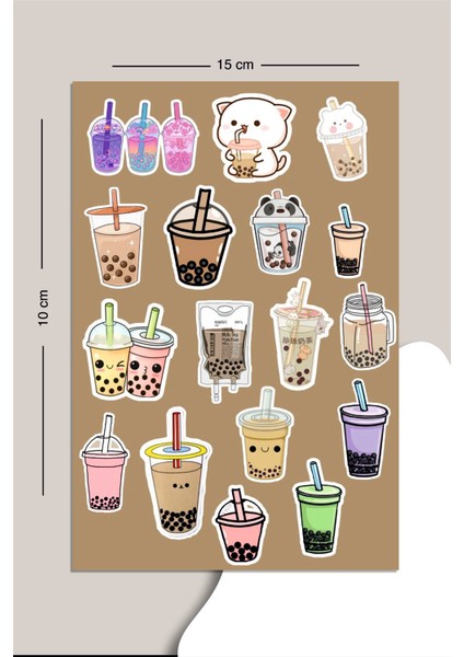 Bubble Tea Temalı Sticker Seti Planner Ajanda Bullet Journal Için Uygun Set