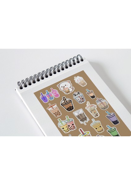 Bubble Tea Temalı Sticker Seti Planner Ajanda Bullet Journal Için Uygun Set