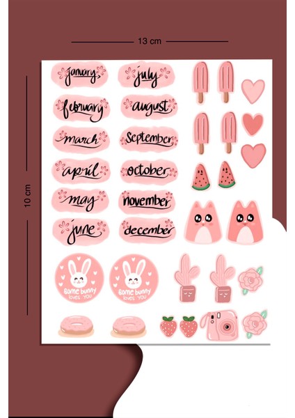 Pembe Temalı Sticker Seti Planner Ajanda Bullet Journal Için Uygun Set