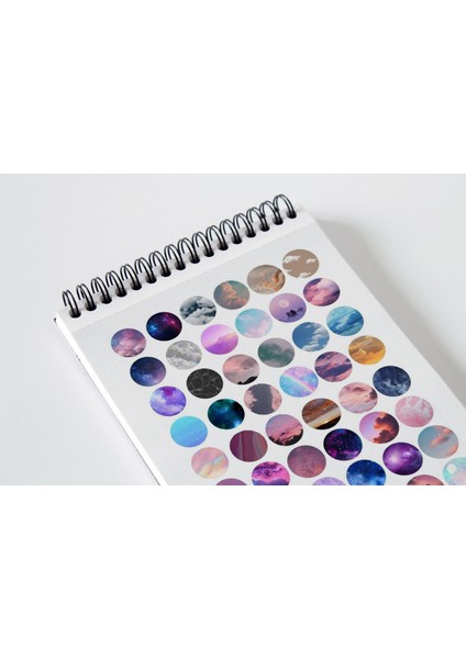 48 Adet Gökyüzü Yuvarlak Pul Sticker Seti Planner Ajanda Bullet Journal Için Uygun Set fiyatları