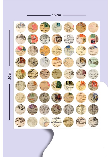63 Adet Vintage Yuvarlak Pul Sticker Seti Planner Ajanda Bullet Journal Için Uygun Set