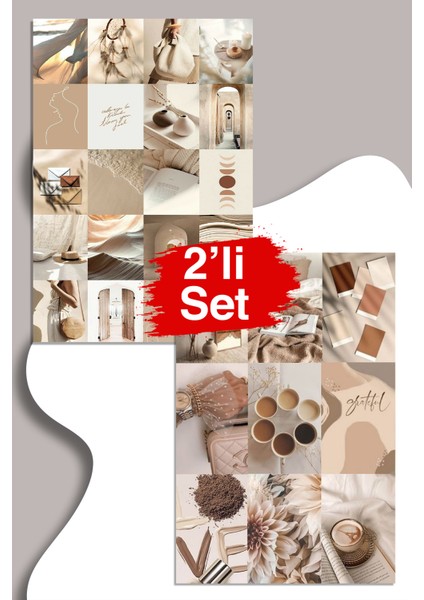 2'li Kahverengi Temalı Sticker Seti Planner Ajanda Bullet Journal Için Uygun Set