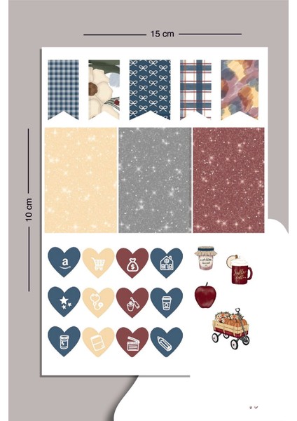 Desenli Planlayıcı Sticker Seti Planner Ajanda Bullet Journal Için Uygun Set