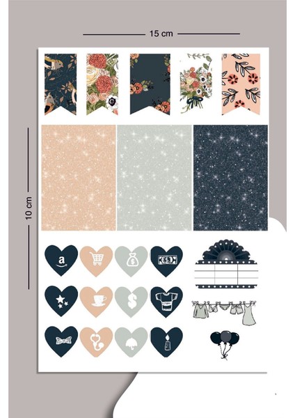 Desenli Planlayıcı Sticker Seti Planner Ajanda Bullet Journal Için Uygun Set