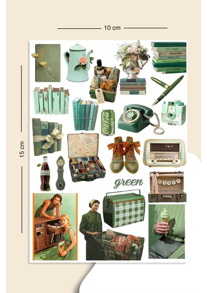 Green Temalı Sticker Seti Planner Ajanda Bullet Journal Için Uygun Set