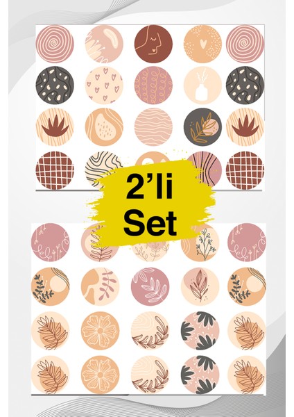 2'li Bohem Sticker Seti Planner Ajanda Bullet Journal Için Uygun Set