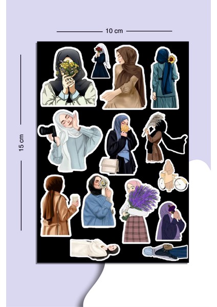Hijab Girl Temalı Sticker Seti Planner Ajanda Bullet Journal Için Uygun Set
