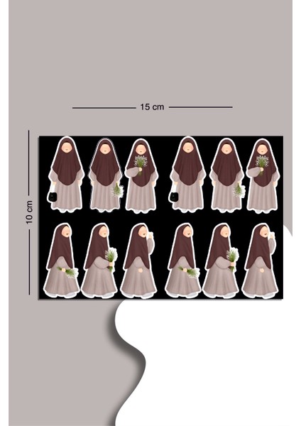 2'li Hijab Girl Temalı Sticker Seti Planner Ajanda Bullet Journal Için Uygun Set modelleri