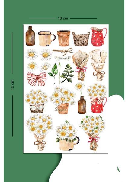 Papatya Temalı Sticker Seti Planner Ajanda Bullet Journal Için Uygun Set