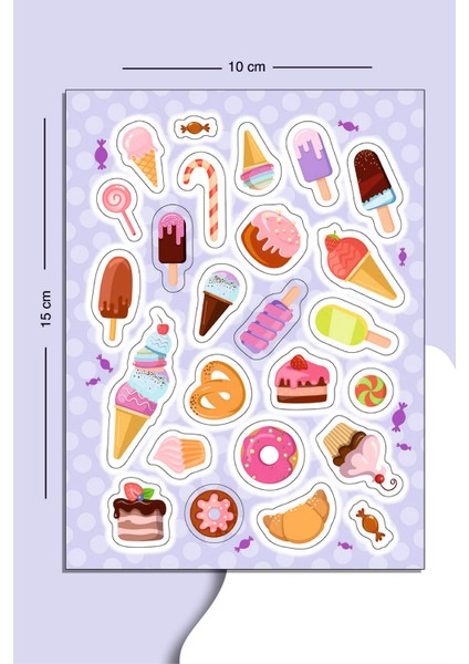 Ice Cream Sticker Seti Planner Ajanda Bullet Journal Için Uygun Set