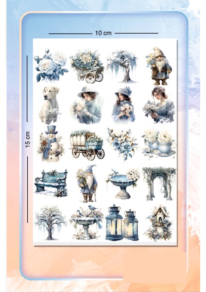 Kış Mavi Bahçe Sticker Seti Planner Ajanda Bullet Journal Için Uygun Set