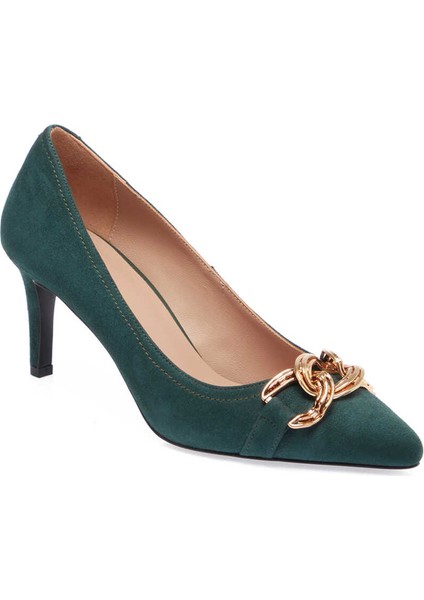 Yeşil Hakiki Süet Deri Kadın Stiletto - K24I1AY67464-O48
