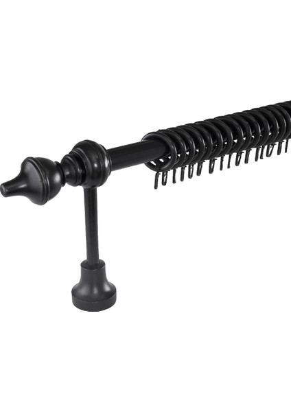 Demonte Modern Başlıklı Siyah Ahşap Rustik Perde Askısı - Raysız fiyatları