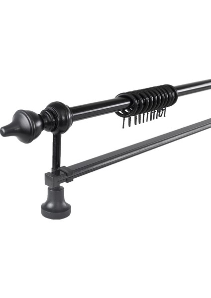 Demonte Modern Başlıklı Siyah Ahşap Rustik Perde Askısı - Tek Raylı fiyatları