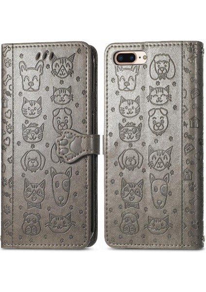Iphone 8 Için Kılıf/7 Artı Karikatür Hayvanlar Kapak Çevirin Kısa Kayış Deri (Yurt Dışından)