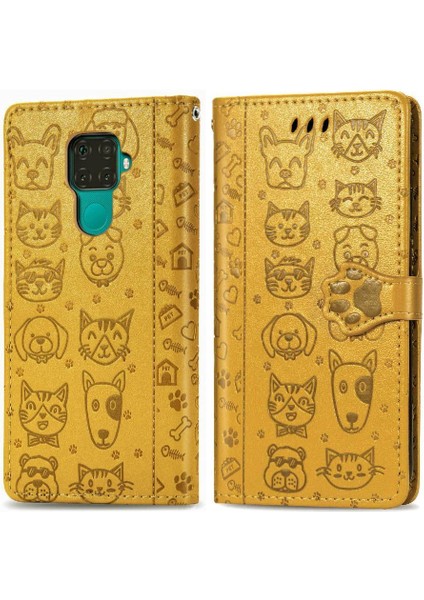 Huawei Nova 5i Pro Için Kılıf Kısa Kayış Deri Kılıf Darbeye Karikatür (Yurt Dışından)