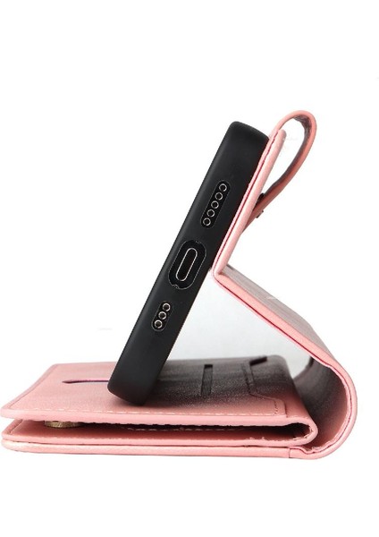 El Kayışı Kart Tutucu Manyetik Deri Fermuar ile iphone 15 Pro Için Kılıf (Yurt Dışından)