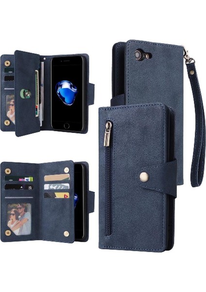 El Kayışı Kart Tutucu Manyetik Deri Fermuar ile iphone 7/8 Için Kılıf (Yurt Dışından)