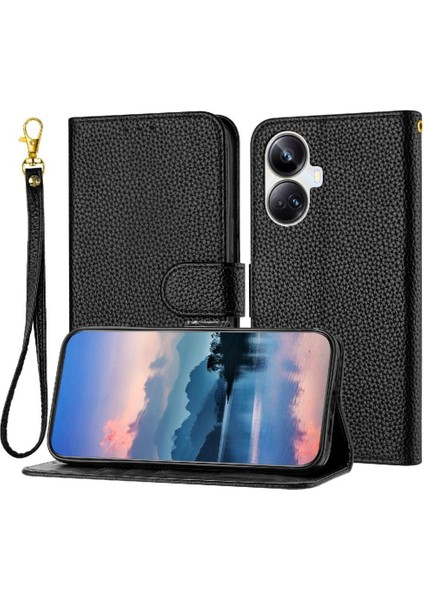 Realme 10 Pro Artı Kart Yuvaları Için Telefon Kılıfı Tutucu Litchi Desen Pu Flip (Yurt Dışından)