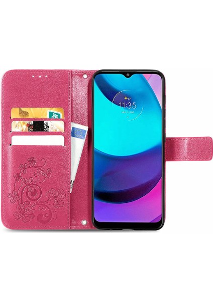 Motorola Moto E20 Deri Kılıf Dört Yapraklı Yonca Kısa Kayış Flip Case (Yurt Dışından) modelleri