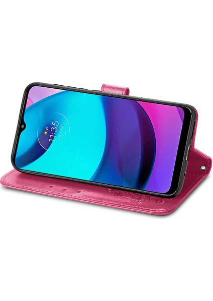 Motorola Moto E20 Deri Kılıf Dört Yapraklı Yonca Kısa Kayış Flip Case (Yurt Dışından) indirimleri
