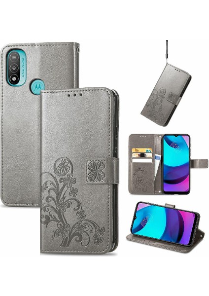 Motorola Moto E20 Deri Kılıf Dört Yapraklı Yonca Kısa Kayış Flip Case (Yurt Dışından) indirimleri