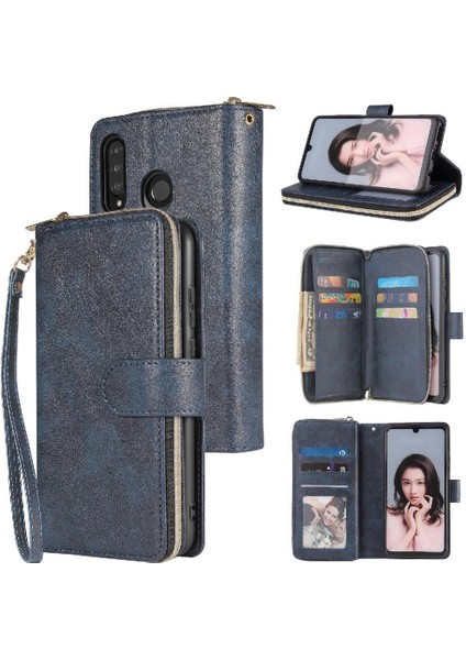 Huawei P30 Lite Için Kılıf ile 9 Kart Yuvaları ile Fermuarlı Cebi Cüzdan Durumda (Yurt Dışından)