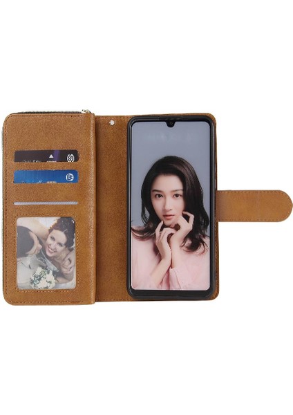 Huawei P30 Lite Için Kılıf ile 9 Kart Yuvaları ile Fermuarlı Cebi Cüzdan Durumda (Yurt Dışından)