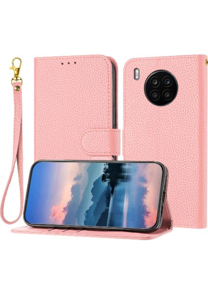 Onur Için Telefon Kılıfı 50 Lite Litchi Desen Pu Deri Kart Yuvaları Tutucu (Yurt Dışından)