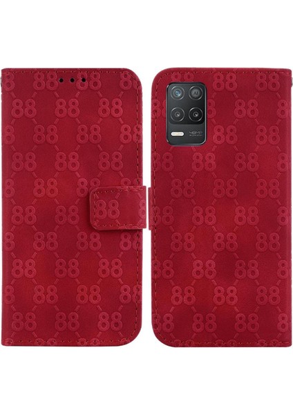Realme Için Telefon Kılıfı 8 5g/8s 5g Çift 8 Kabartmalı Pu Deri Kart Tutucu (Yurt Dışından)