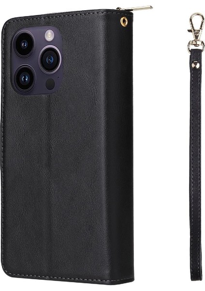 El Kayışı ile iphone 14 Pro Max Için Kılıf Kapak Kapak Kart Tutucu Cüzdan 9 (Yurt Dışından)