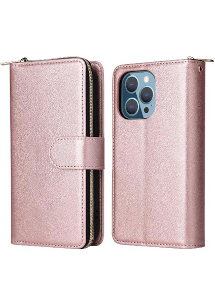 Iphone 13 Için Kılıf Pro Max Kapak Çevirin Fermuar Cep Kart Tutucu Cüzdan 9 (Yurt Dışından)
