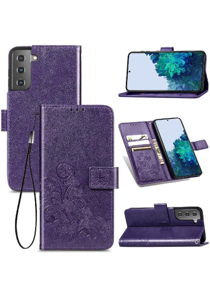 Samsung Galaxy S22 Artı Flip Kapak Için Kılıf Kısa Kayış Deri Kılıf Dört (Yurt Dışından) indirimleri