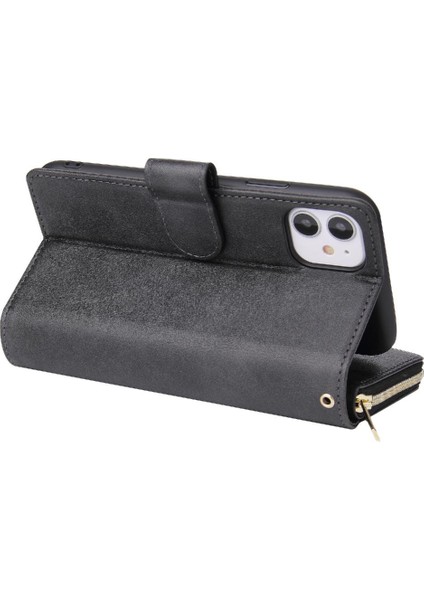 Iphone 11 Için Kılıf Pro Max Fermuar Cep Flip Kapak ile El Kayışı Cüzdan (Yurt Dışından)
