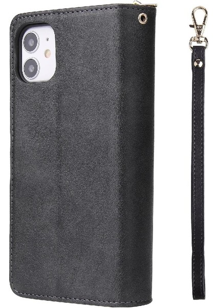 Iphone 11 Için Kılıf Pro Max Fermuar Cep Flip Kapak ile El Kayışı Cüzdan (Yurt Dışından)