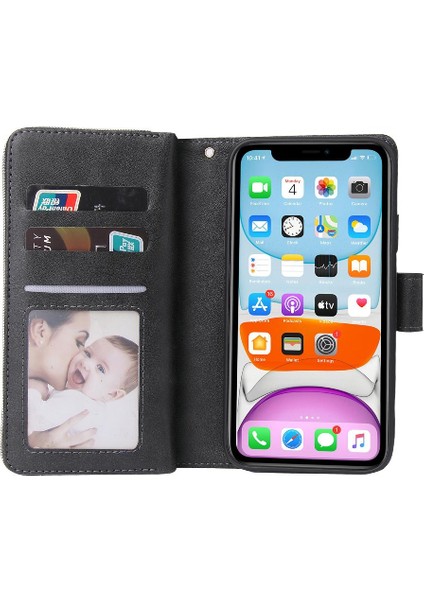 Iphone 11 Için Kılıf Pro Max Fermuar Cep Flip Kapak ile El Kayışı Cüzdan (Yurt Dışından)