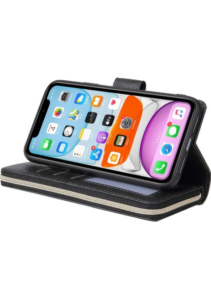 Iphone 11 Için Kılıf Pro Max Fermuar Cep Flip Kapak ile El Kayışı Cüzdan (Yurt Dışından)