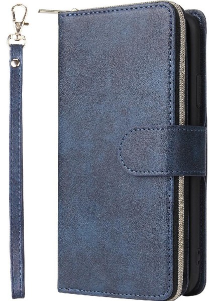 Iphone 11 Için Kılıf Pro Max Fermuar Cep Flip Kapak ile El Kayışı Cüzdan (Yurt Dışından)
