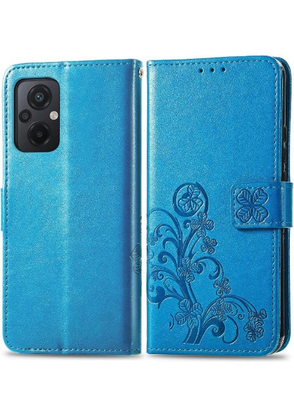 Xiaomi Poco M5 Kısa Kayış Flip Kapak Dört Yapraklı Yonca Deri (Yurt Dışından)