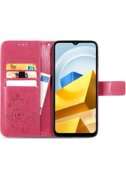Xiaomi Poco M5 Kısa Kayış Flip Kapak Dört Yapraklı Yonca Deri (Yurt Dışından) fırsatları