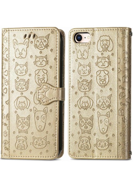 Iphone 8 / 7 / 6 Flip Kapak Kısa Kayış Deri Kılıf Karikatür (Yurt Dışından)