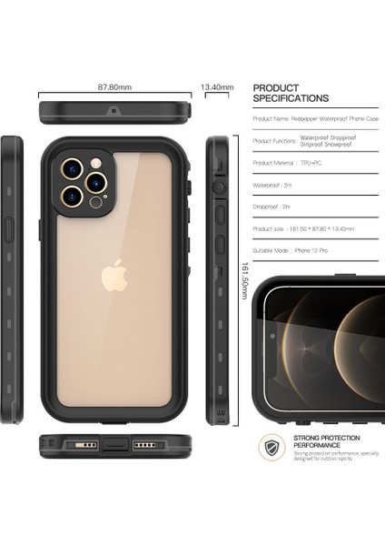 Iphone 12 Için Kılıf Pro IP68 Su Geçirmez Tam Ekran Koruyucu 12FT Inşa (Yurt Dışından) fırsatları