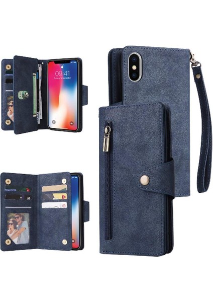 Iphone X/xs Kart Tutucu Fermuar Cüzdan Kapak El Kayışı ile (Yurt Dışından)