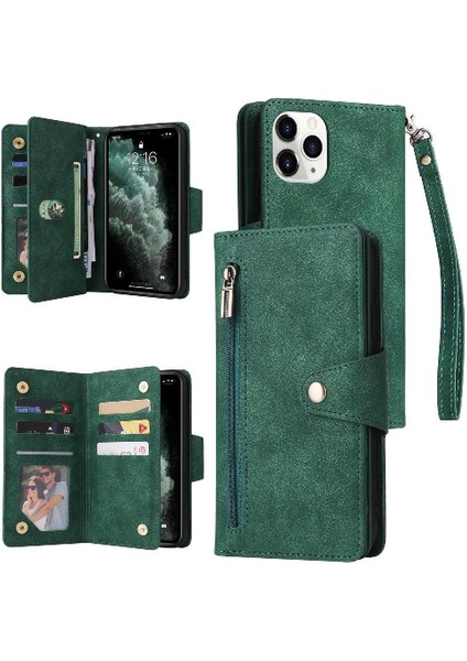 Iphone 11 Için Kılıf Pro Max Fermuar Cüzdan Kapak Kart Tutucu ile El Kayışı (Yurt Dışından)