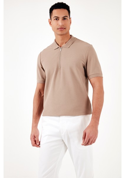 Pamuklu Regular Fit Fermuarlı Polo Yaka T Shirt Erkek Polo T Shirt 5902434 fiyatları