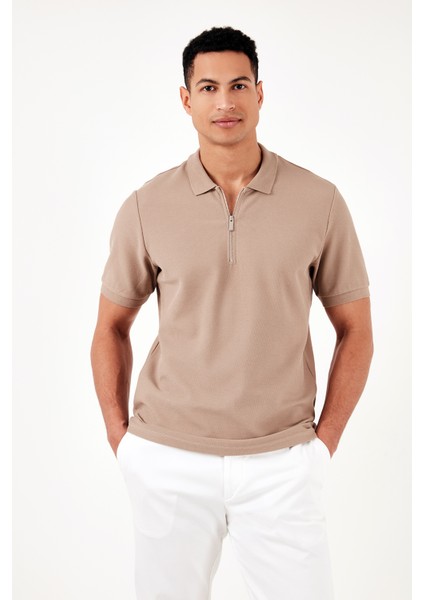Pamuklu Regular Fit Fermuarlı Polo Yaka T Shirt Erkek Polo T Shirt 5902434 indirimleri
