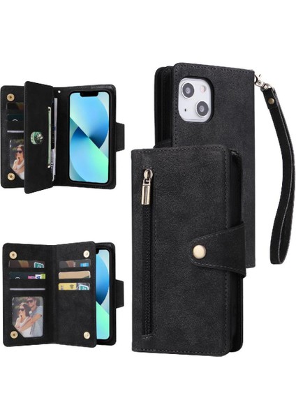El Kayışı Kart Tutucu Fermuar Cüzdan Kapak Deri ile iphone 13 Için Kılıf (Yurt Dışından)
