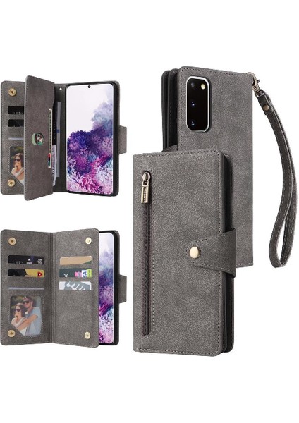 El Kayışı Kart Tutucu Manyetik Deri ile Samsung Galaxy S20 Için Kılıf (Yurt Dışından)