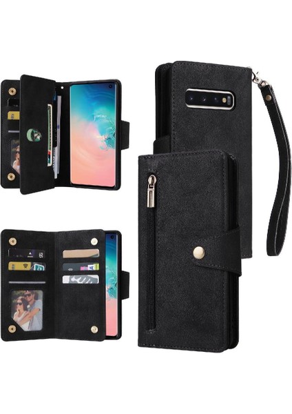 Samsung Galaxy S10 Kart Tutucu Fermuar Cüzdan Kapak El ile (Yurt Dışından)
