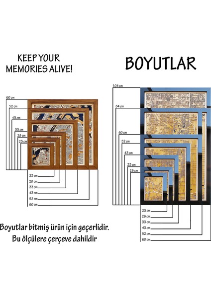 Istediğiniz Yerin Ahşap & Epoksi Şehir Haritası (Mavi Epoksi)